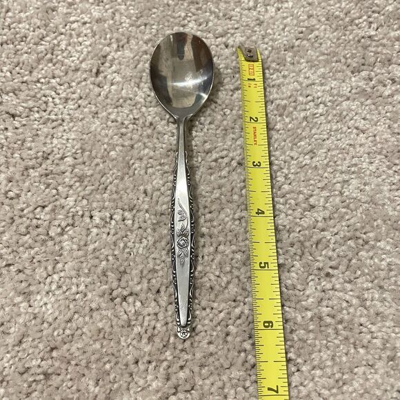 Interpur INR3 Sugar Spoon 6" Rose Scroll Edge Stainless Steel Japan - Picture 5 of 5